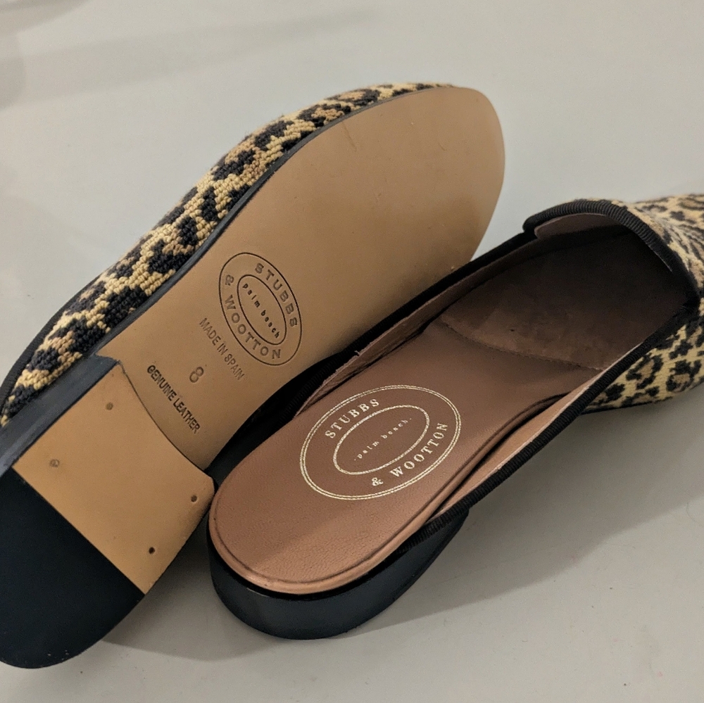 Stubbs & Wootton Women’s Jane  Leopard Needlepoint Mules – Size 8 – New (No Box) - Picture 6 of 8